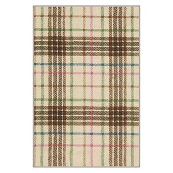 GENIMO Classic Plaid Check Machine Washable Low Pile Non Slip Soft Rug