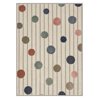 GENIMO Modern Polka Dot Stripe Machine Washable Low Pile Non Slip Soft Rug