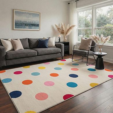 GENIMO Modern Polka Dot Pattern Machine Washable Low Pile Non Slip Soft Rug