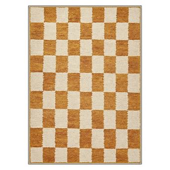 GENIMO Modern Checkerboard Pattern Machine Washable Low Pile Non Slip Soft Rug