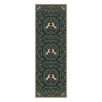 GENIMO Vintage Horse Floral Vine Machine Washable Low Pile Non Slip Soft Rug