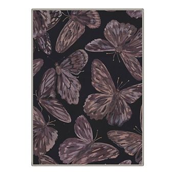 GENIMO Watercolor Butterfly Pattern Machine Washable Low Pile Non Slip Soft Rug
