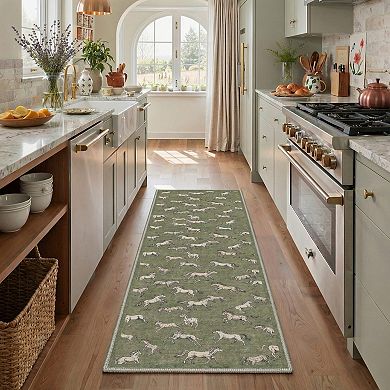 GENIMO Running Horse Pattern Machine Washable Low Pile Non Slip Soft Rug