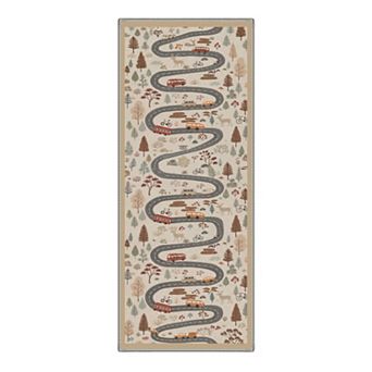 GENIMO Woodland Road Car Machine Washable Low Pile Non Slip Soft Rug