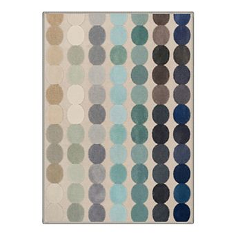 GENIMO Modern Circle Stripe Machine Washable Low Pile Non Slip Soft Rug