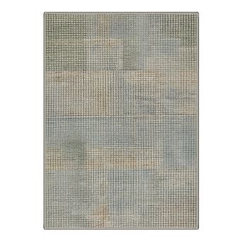GENIMO Modern Plaid Checkered Texture Machine Washable Low Pile Non Slip Soft Rug
