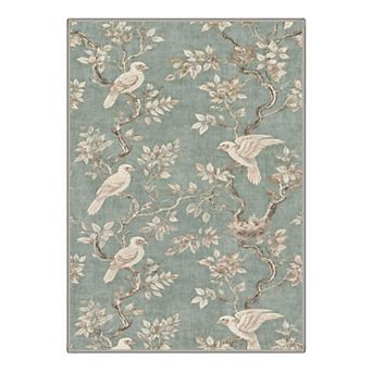 GENIMO Bird Branch Nest Machine Washable Low Pile Non Slip Soft Rug