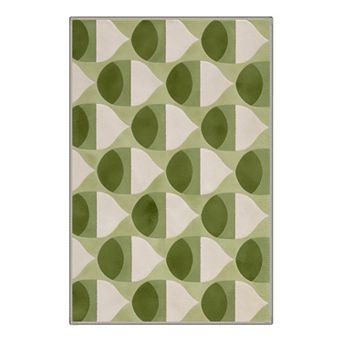 GENIMO Modern Geometric Leaf Machine Washable Low Pile Non Slip Soft Rug