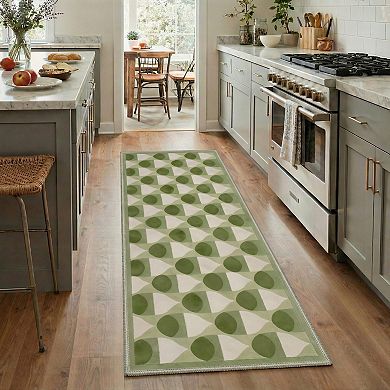 GENIMO Modern Geometric Leaf Machine Washable Low Pile Non Slip Soft Rug