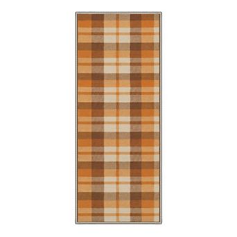 GENIMO Classic Plaid Check Machine Washable Low Pile Non Slip Soft Rug