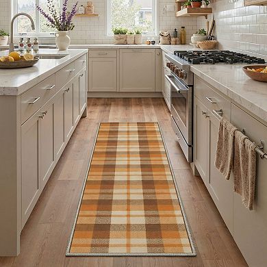 GENIMO Classic Plaid Check Machine Washable Low Pile Non Slip Soft Rug