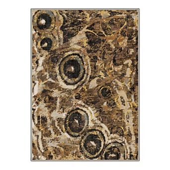 GENIMO Abstract Peacock Feather Machine Washable Low Pile Non Slip Soft Rug