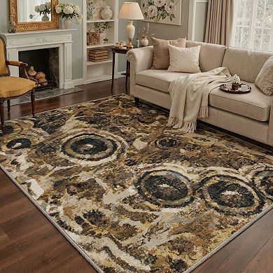GENIMO Abstract Peacock Feather Machine Washable Low Pile Non Slip Soft Rug