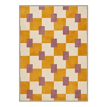 GENIMO Modern Checkerboard Block Machine Washable Low Pile Non Slip Soft Rug