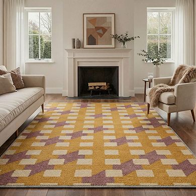 GENIMO Modern Houndstooth Check Machine Washable Low Pile Non Slip Soft Rug
