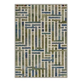GENIMO Modern Stripe Maze Machine Washable Low Pile Non Slip Soft Rug