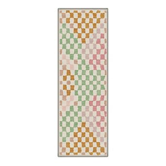 GENIMO Modern Irregular Checkerboard Machine Washable Low Pile Non Slip Soft Rug