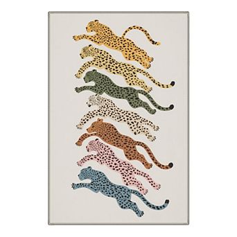 GENIMO Leaping Leopard Animal Machine Washable Low Pile Non Slip Soft Rug