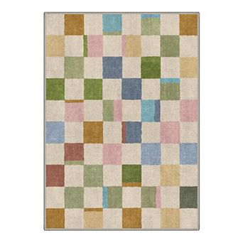 GENIMO Modern Mosaic Checkerboard Machine Washable Low Pile Non Slip Soft Rug
