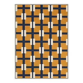 GENIMO Modern Lattice Grid Machine Washable Low Pile Non Slip Soft Rug