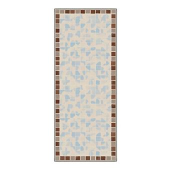 GENIMO Modern Mosaic Tile Border Machine Washable Low Pile Non Slip Soft Rug
