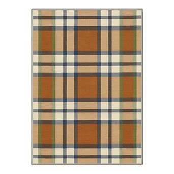 GENIMO Classic Plaid Check Machine Washable Low Pile Non Slip Soft Rug