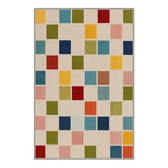 GENIMO Modern Color Square Machine Washable Low Pile Non Slip Soft Rug