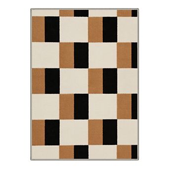 GENIMO Modern Geometric Block Machine Washable Low Pile Non Slip Soft Rug
