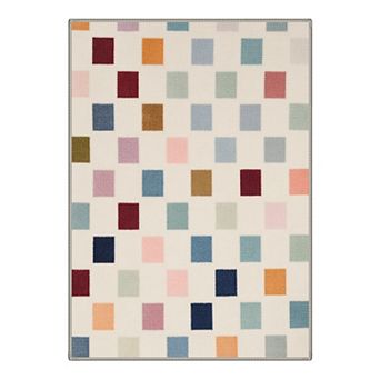 GENIMO Modern Color Square Machine Washable Low Pile Non Slip Soft Rug
