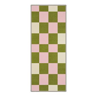 GENIMO Modern Checkerboard Block Machine Washable Low Pile Non Slip Soft Rug