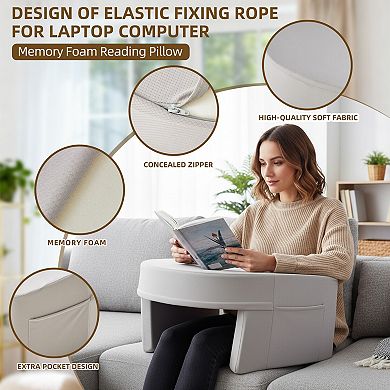 YIORTWO Curved Reading Pillow Backrest Arm Support Comfort Cushion