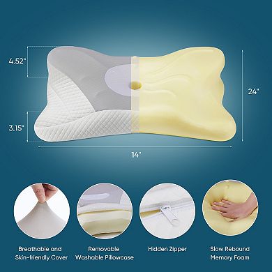 YIORTWO Ergonomic Memory Foam Pillow Neck Support Dual Height
