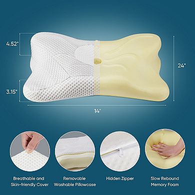YIORTWO Ergonomic Memory Foam Pillow Neck Support Dual Height