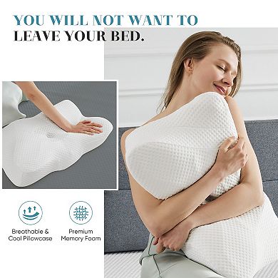 YIORTWO Ergonomic Memory Foam Pillow Neck Support Dual Height