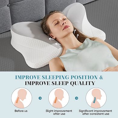 YIORTWO Ergonomic Memory Foam Pillow Neck Support Dual Height