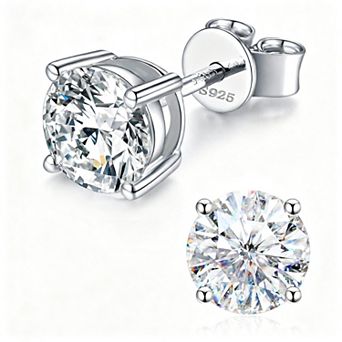 925 Silver Moissanite Stud Earrings For Women
