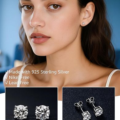 925 Silver Moissanite Stud Earrings For Women