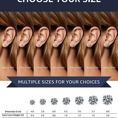 925 Silver Moissanite Stud Earrings For Women