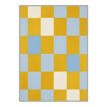 GENIMO Modern Checkerboard Block Machine Washable Low Pile Non Slip Soft Rug