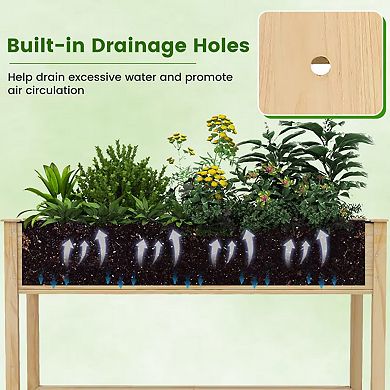 YIORTWO Wooden Raised Garden Bed with Wheels, Elevated Planter Box with Shelf for Vegetables