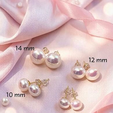 925 Silver 18K Gold Plated Pink Pearl Stud Earrings Hypoallergenic