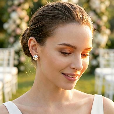 925 Silver 18K Gold Plated Pink Pearl Stud Earrings Hypoallergenic