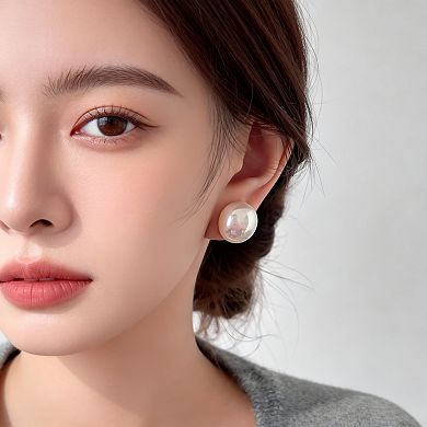 925 Silver 18K Gold Plated Pink Pearl Stud Earrings Hypoallergenic