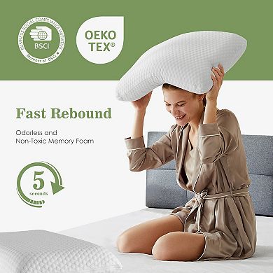 YIORTWO 2 Pack Memory Foam Pillows Ergonomic Neck Support Washable