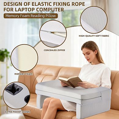 YIORTWO Rectangular Reading Pillow Lap Desk Cushion Back Support