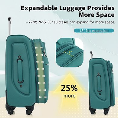 18" 22" 26" 30" Softside Expandable 4-Piece Luggage Set