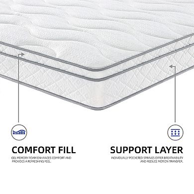 YIORTWO 10" Hybrid Mattress in a Box Gel Memory Foam Pocket Coils