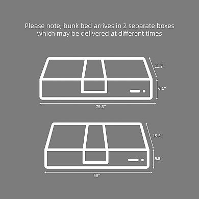 YIORTWO Wooden Bunk Bed with Ladder Guardrails for Kids
