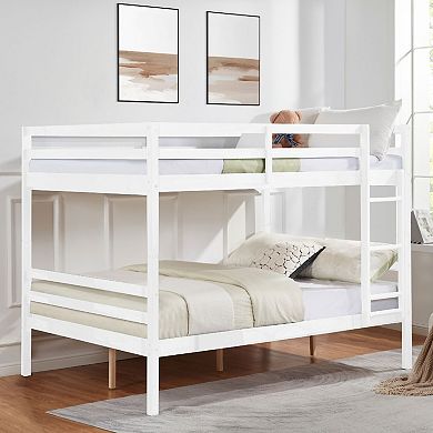 YIORTWO Wooden Bunk Bed with Ladder Guardrails for Kids