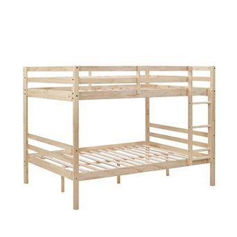 YIORTWO Wooden Bunk Bed with Ladder Guardrails for Kids